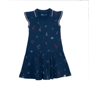 Navy Flamingo Polo Dress