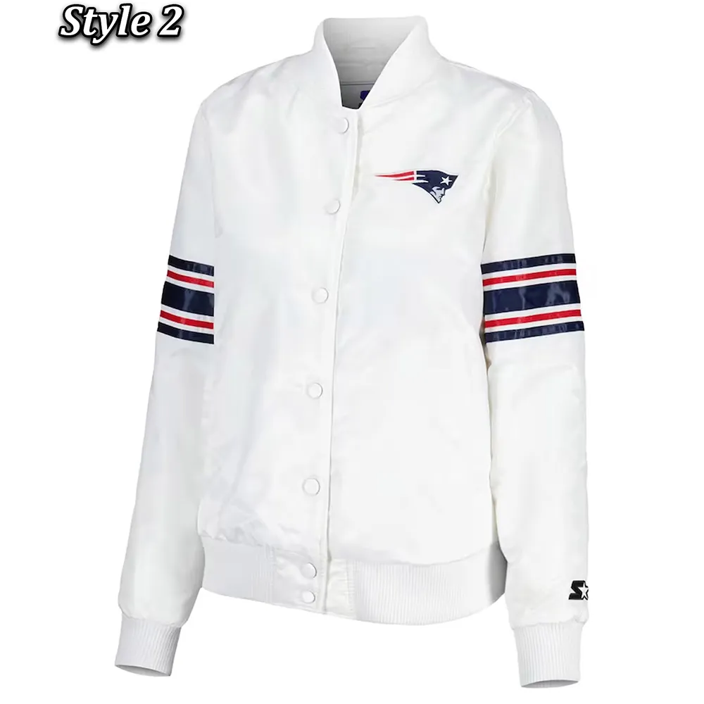 New England Patriots The Power Forward Satin White Jacket