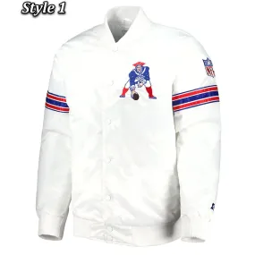 New England Patriots The Power Forward Satin White Jacket