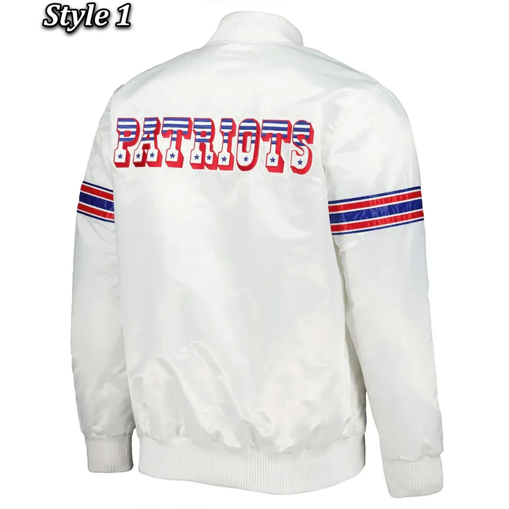 New England Patriots The Power Forward Satin White Jacket