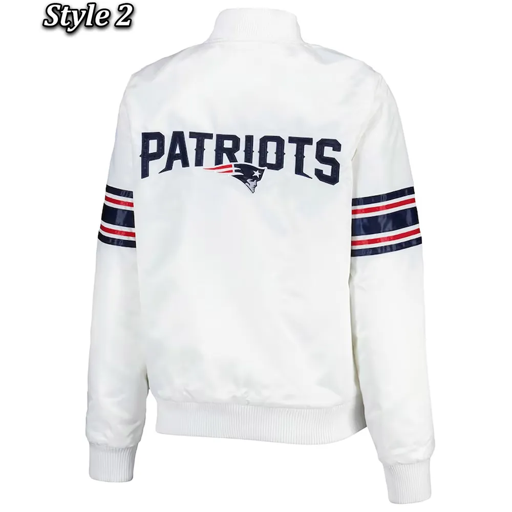 New England Patriots The Power Forward Satin White Jacket