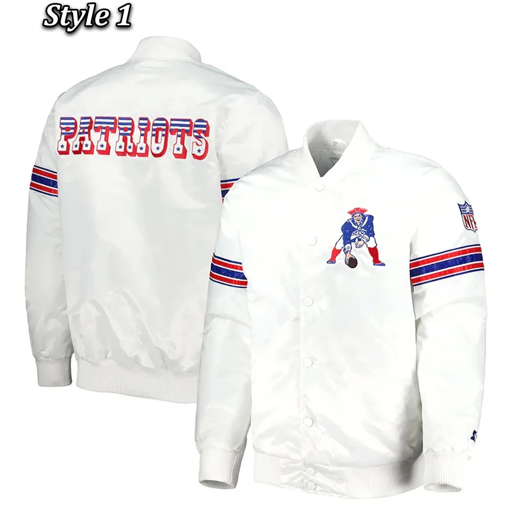 New England Patriots The Power Forward Satin White Jacket