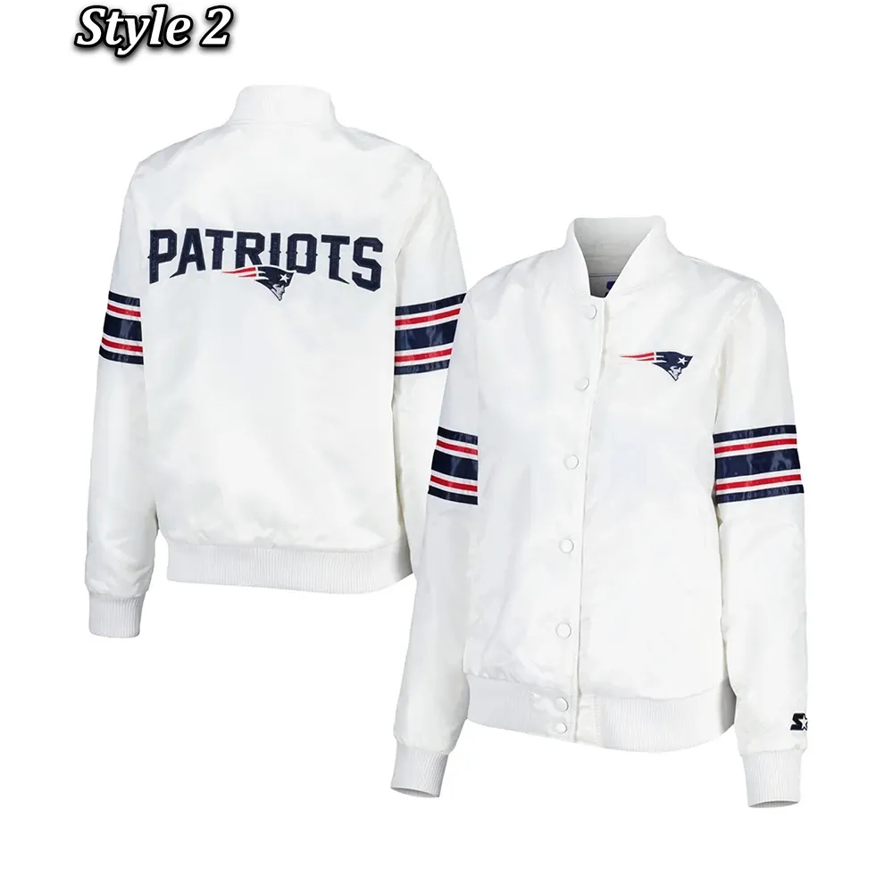 New England Patriots The Power Forward Satin White Jacket