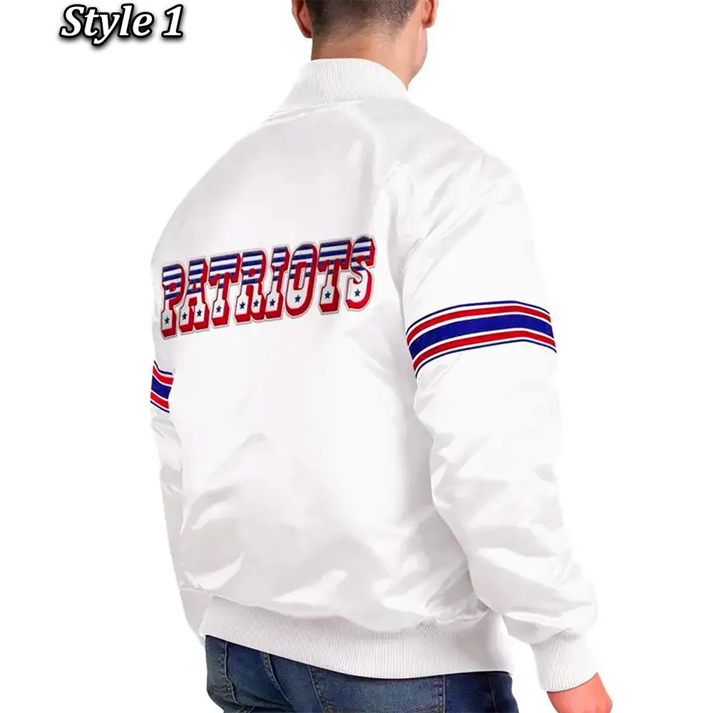 New England Patriots The Power Forward Satin White Jacket