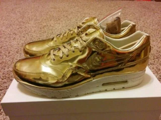 Nike air max 1 sp liquid gold metal iridescent mirror chrome all metallic sz 14