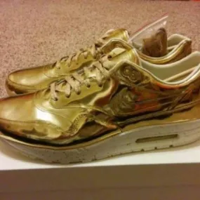 Nike air max 1 sp liquid gold metal iridescent mirror chrome all metallic sz 14