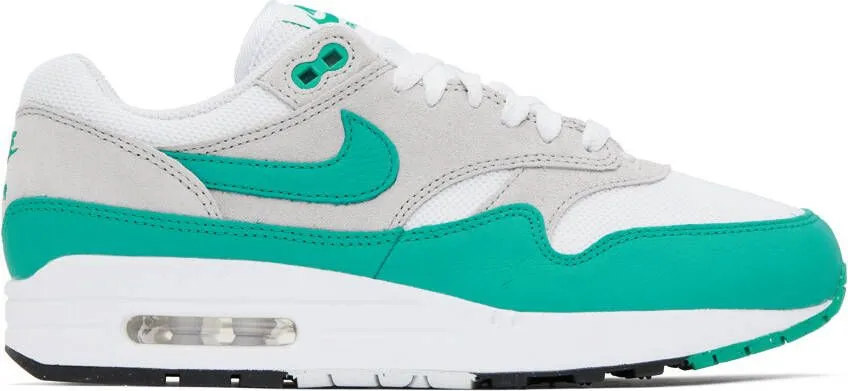 Nike White & Green Air Max 1 Sneakers