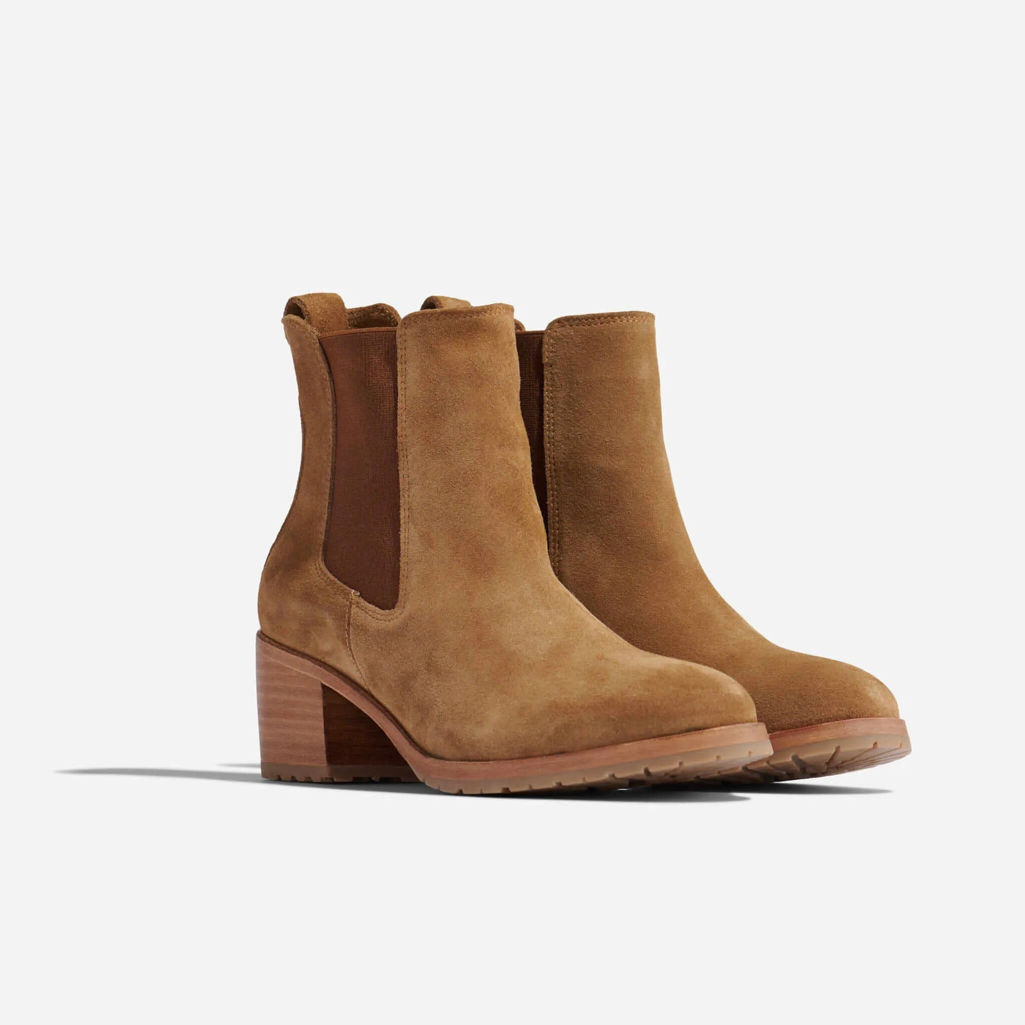 Nisolo Ana Go-To Heeled Chelsea Boot Taupe Suede