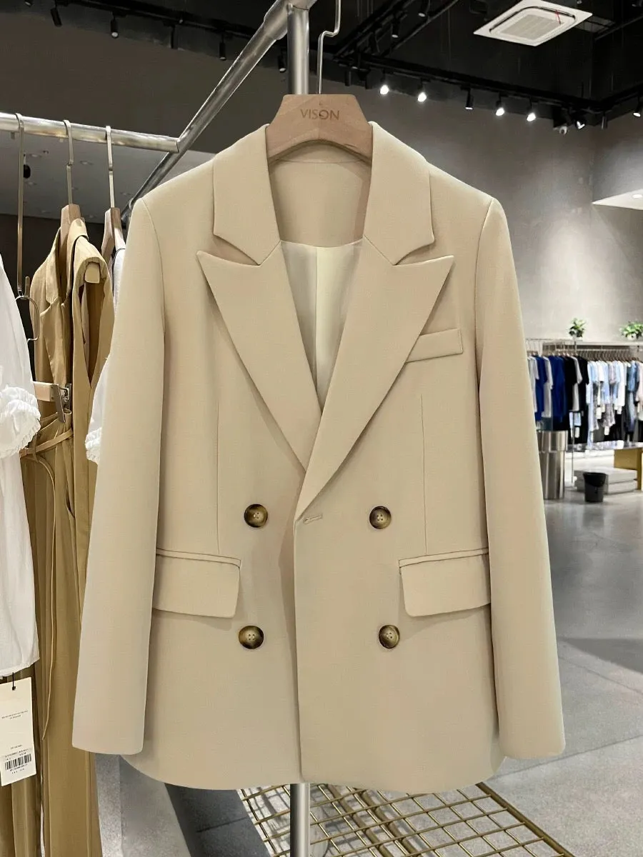 Off-white high-end suit jacket for women 2024 new spring and autumn Internet celebrity light and mature style simple age-reducin