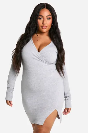 Plus Basic Jersey Knit Wrap Dress