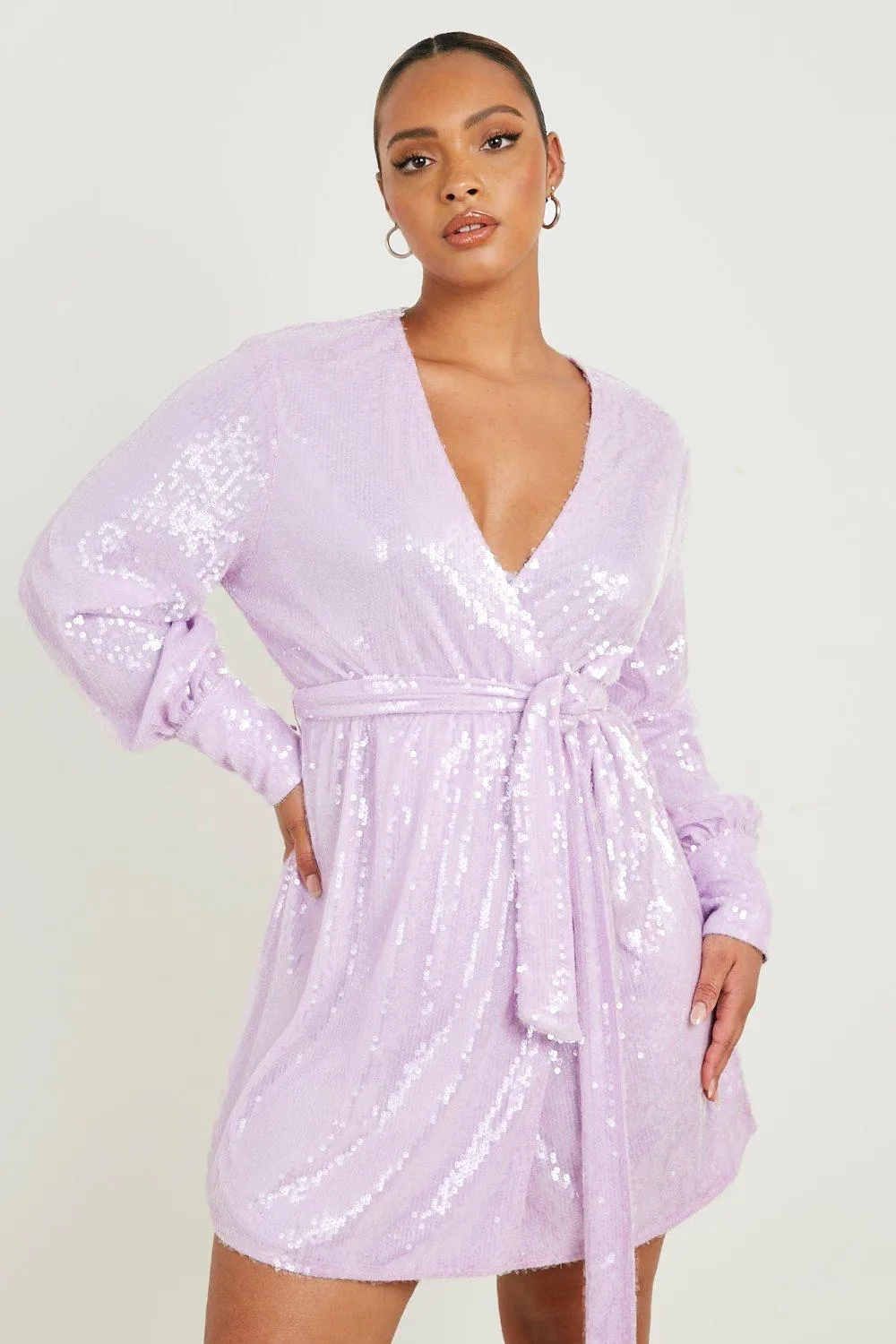 Plus Sequin Wrap Dress