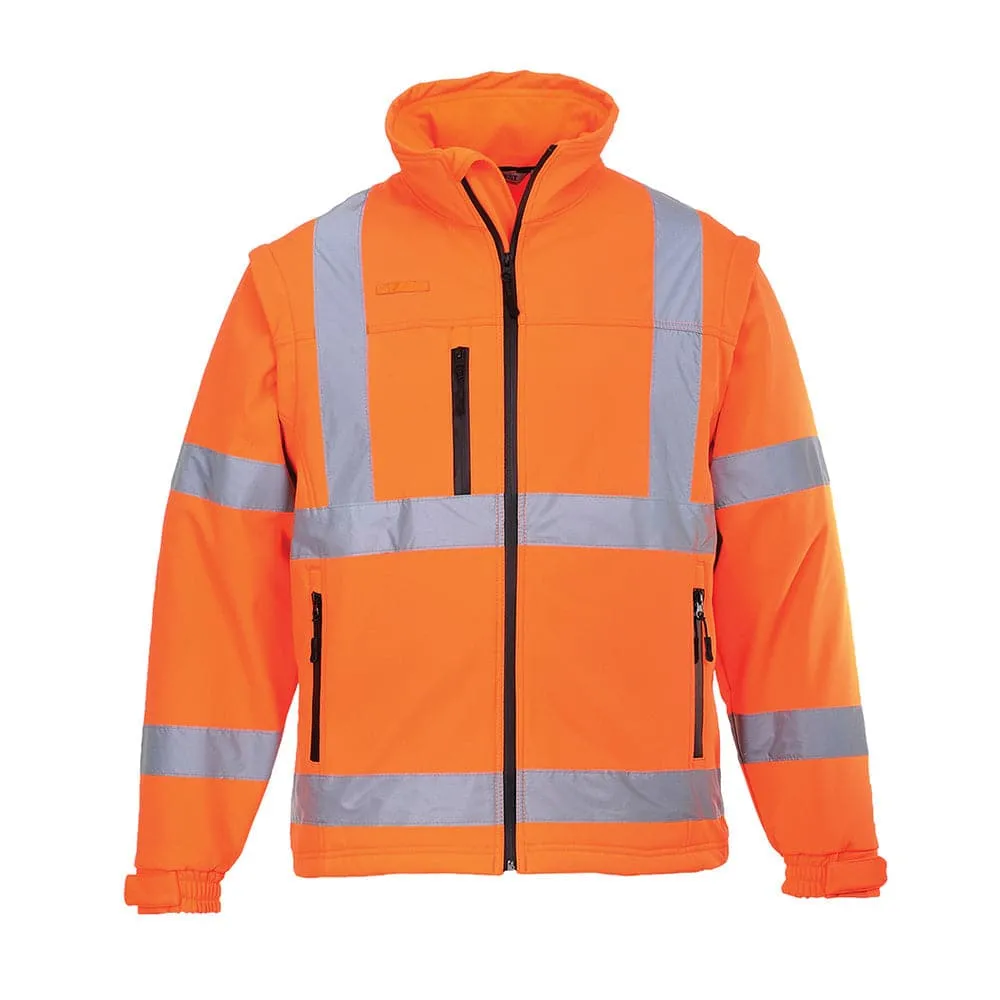 Portwest S428 Hi-Vis Softshell 3 in 1 Water Resistant Jacket Gilet Detachable Sleeves