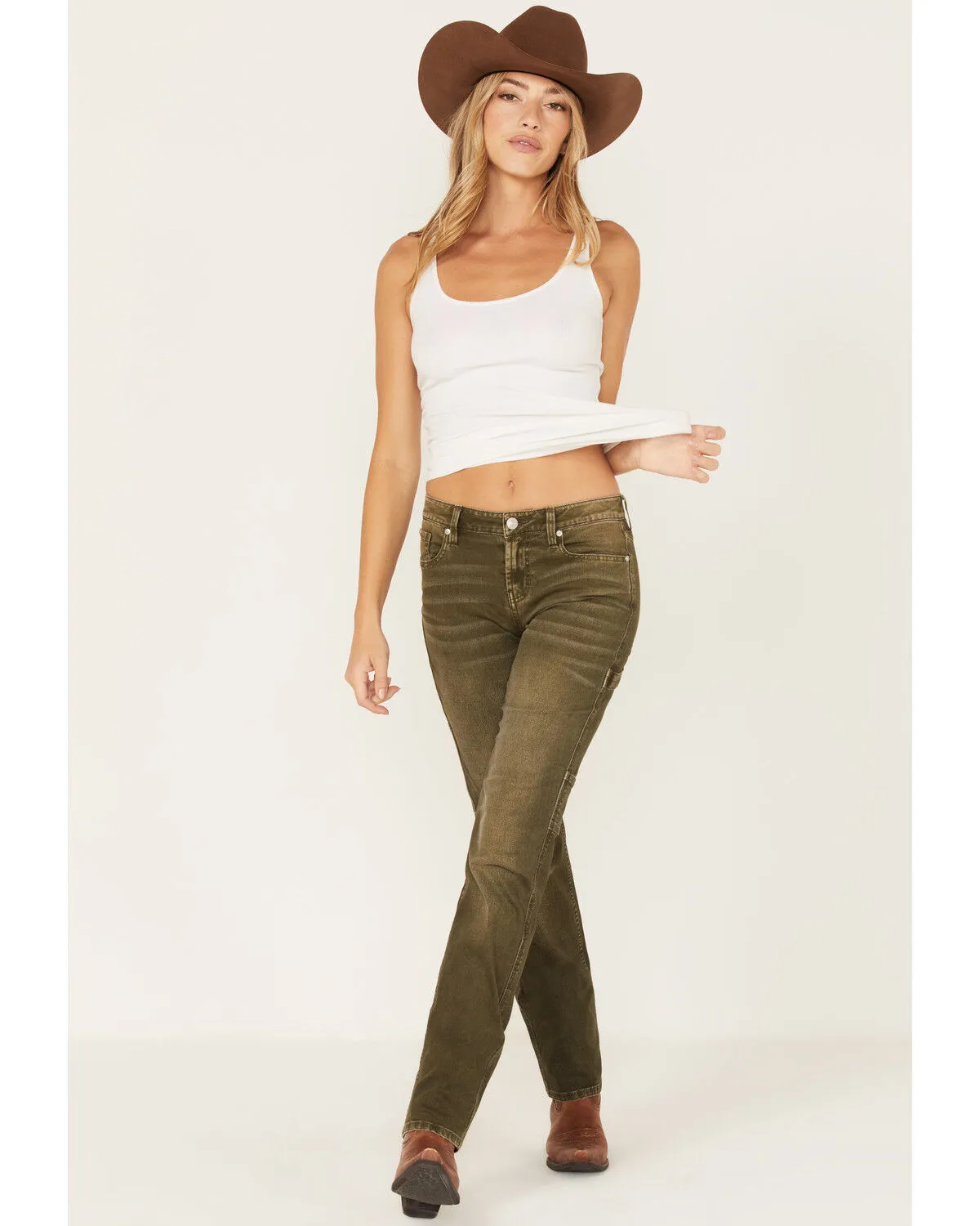 Product Name:  Cleo + Wolf Women's High Rise Cargo Straight Jeans