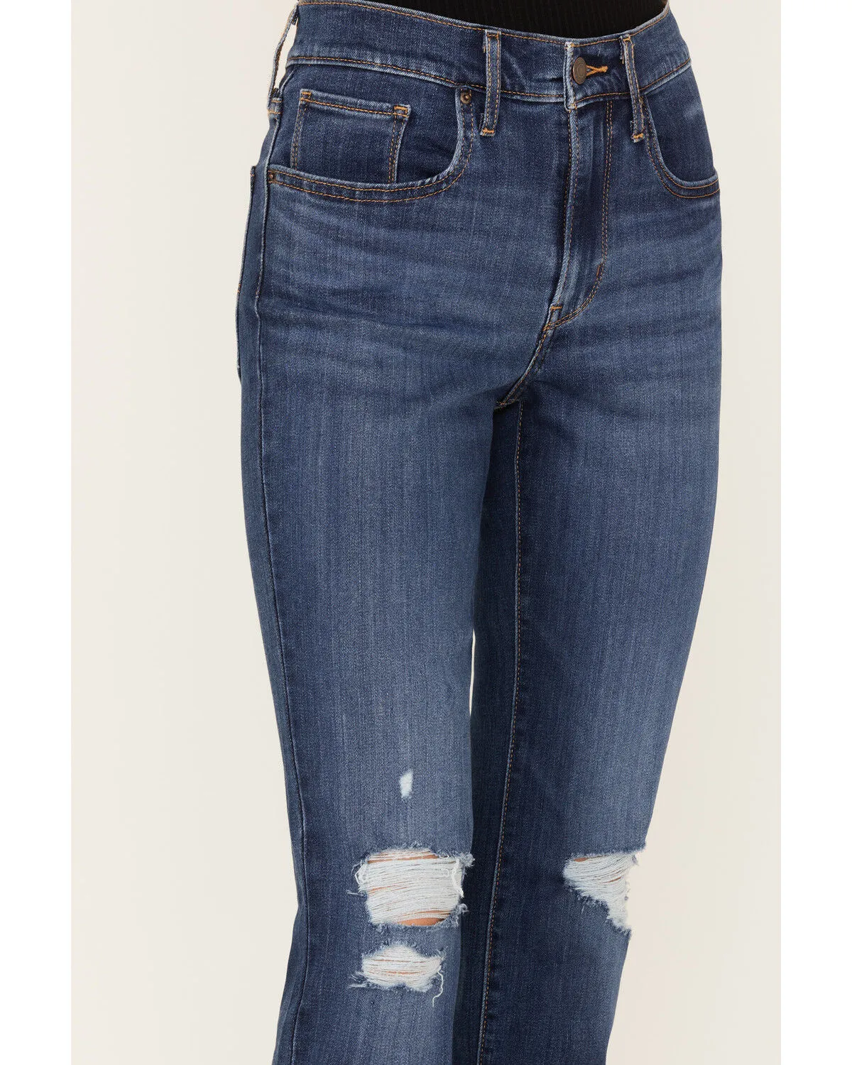 Product Name:  Levi's Women's 724 Dark Wash High Rise Distressed Straight Jeans