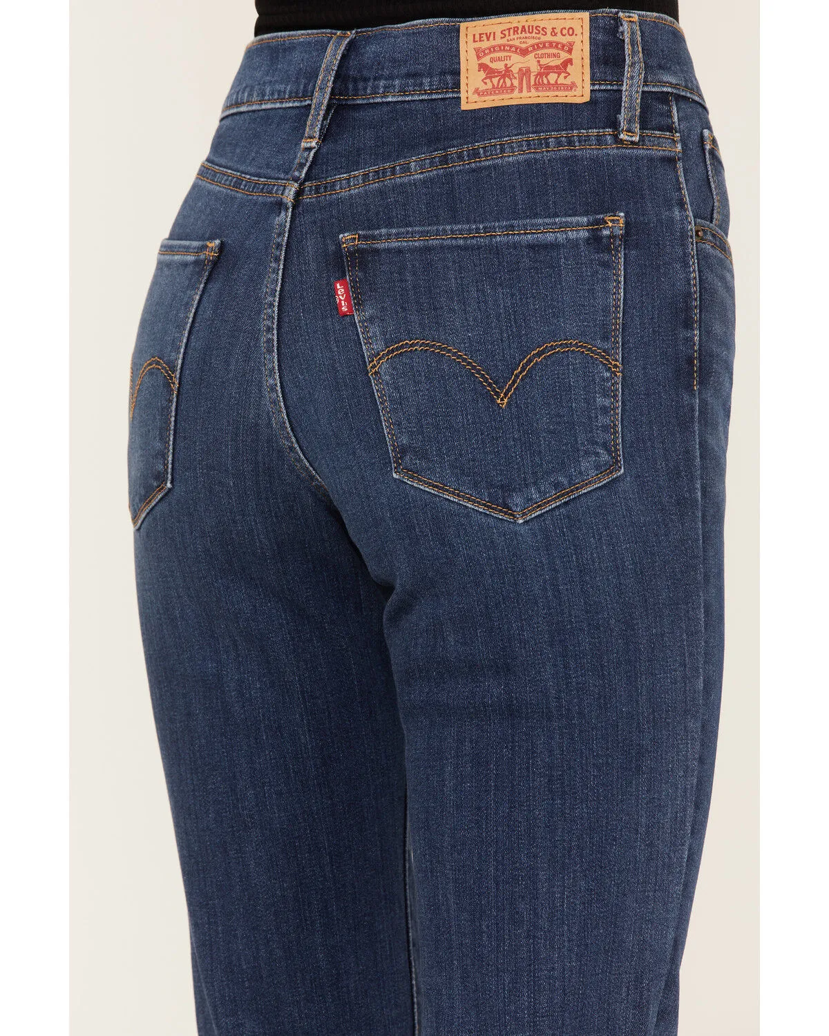 Product Name:  Levi's Women's 724 Dark Wash High Rise Distressed Straight Jeans