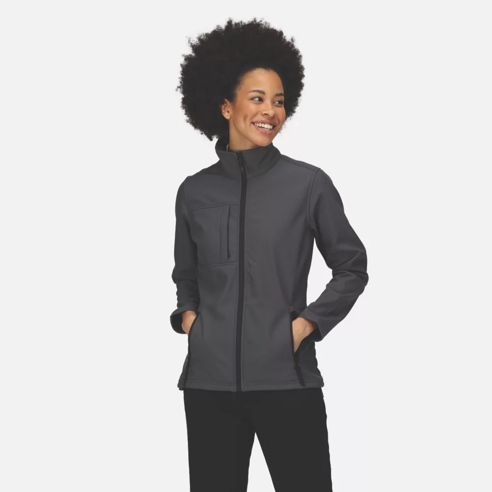 Regatta Octagon Womens Softshell Jacket Seal Grey (Black) Size 12 - Screwfix