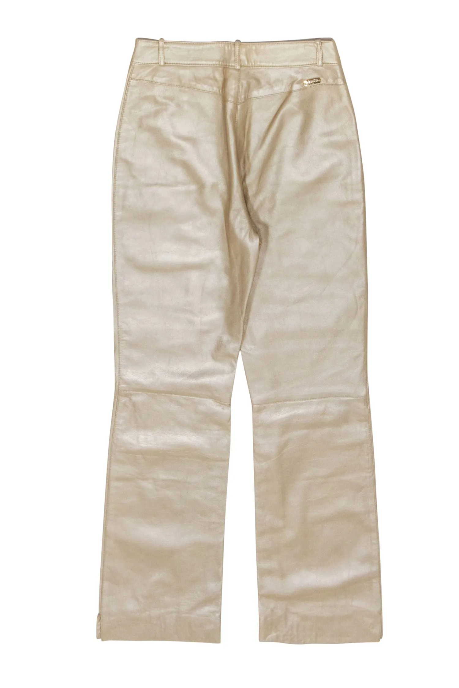 St. John - Gold Leather Straight Leg Pants Sz 8