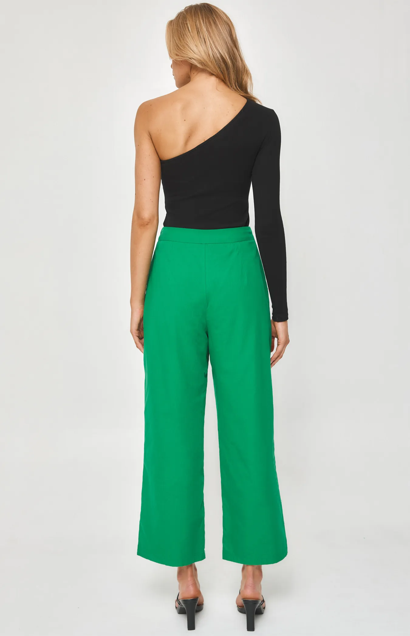 Straight Leg Textured Pants with Waistband (WPA216A)