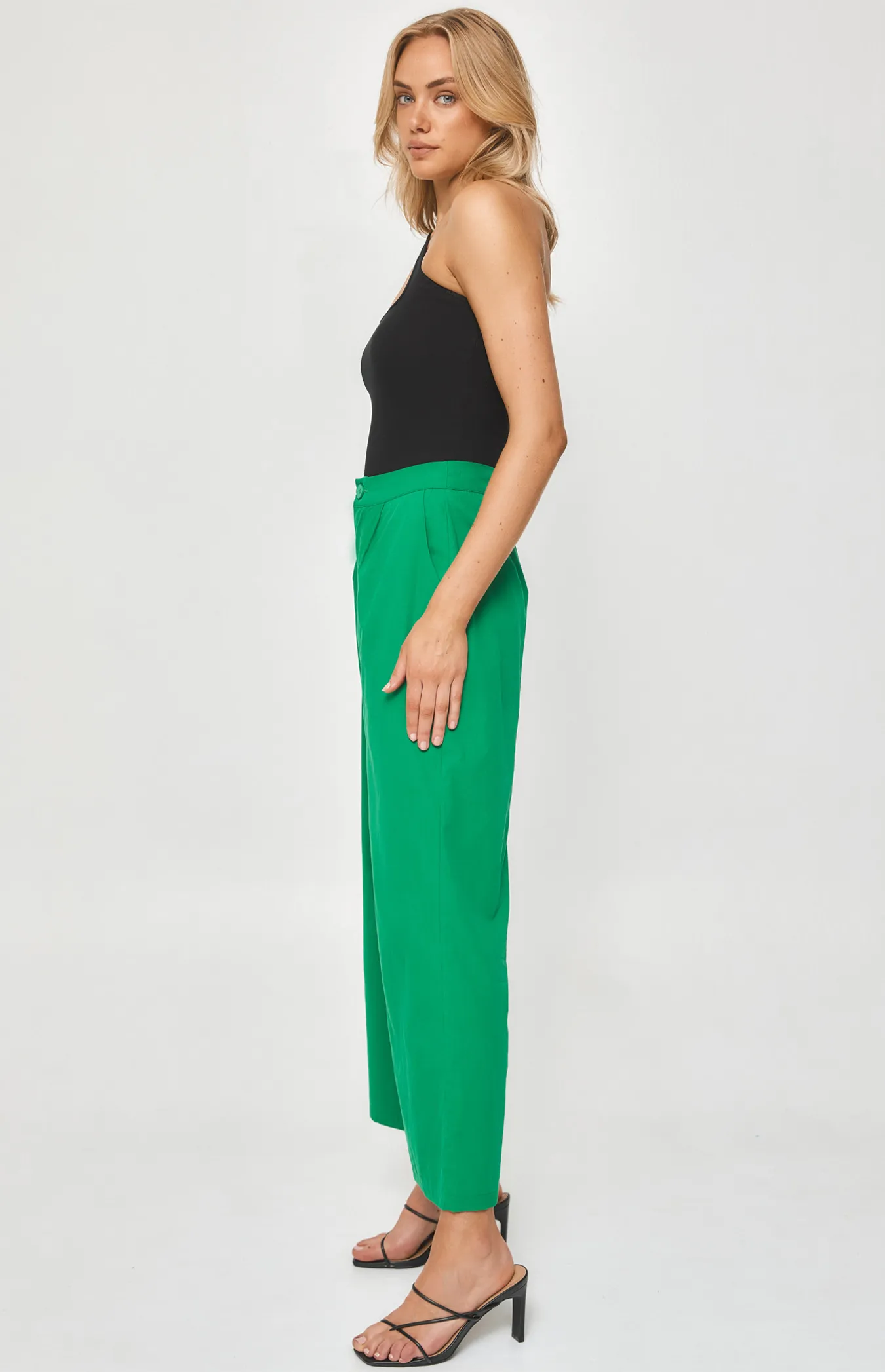 Straight Leg Textured Pants with Waistband (WPA216A)