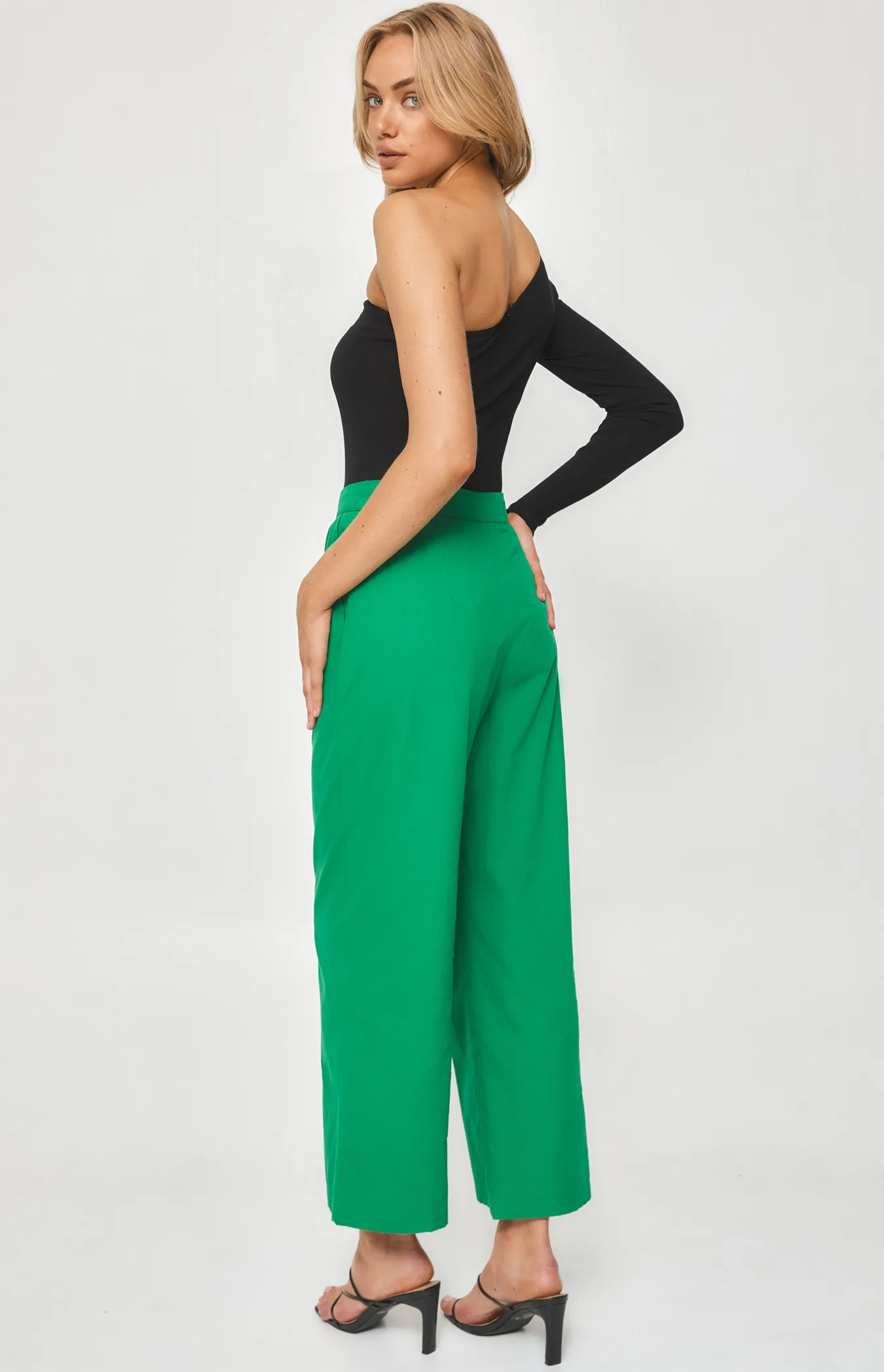 Straight Leg Textured Pants with Waistband (WPA216A)