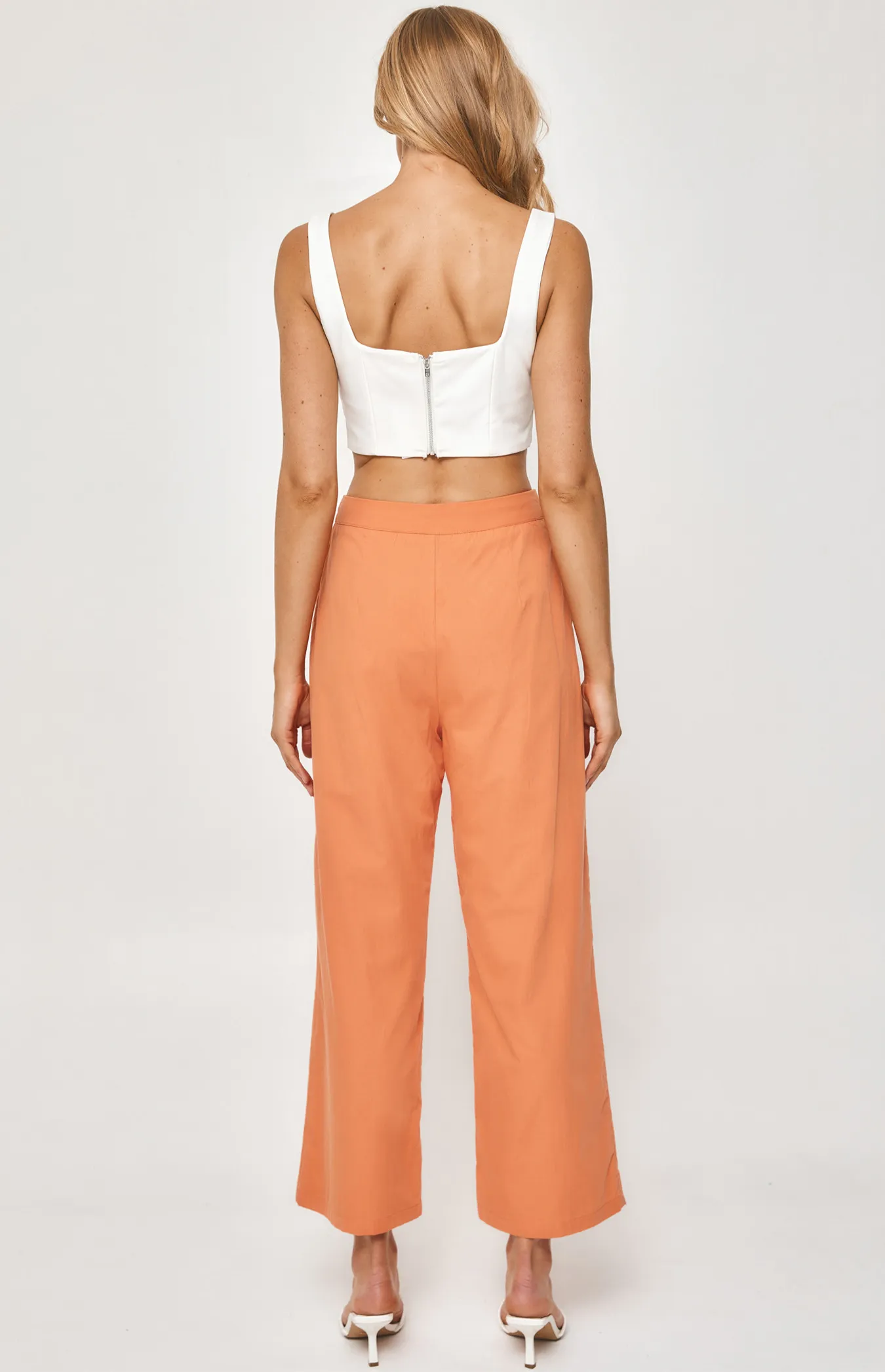 Straight Leg Textured Pants with Waistband (WPA216A)