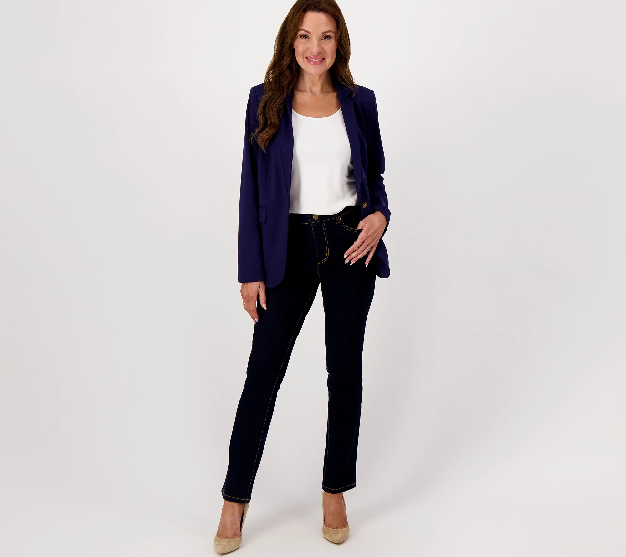 Studio Park x Jayne Brown Petite Straight Leg Jeans with Tummy Panel