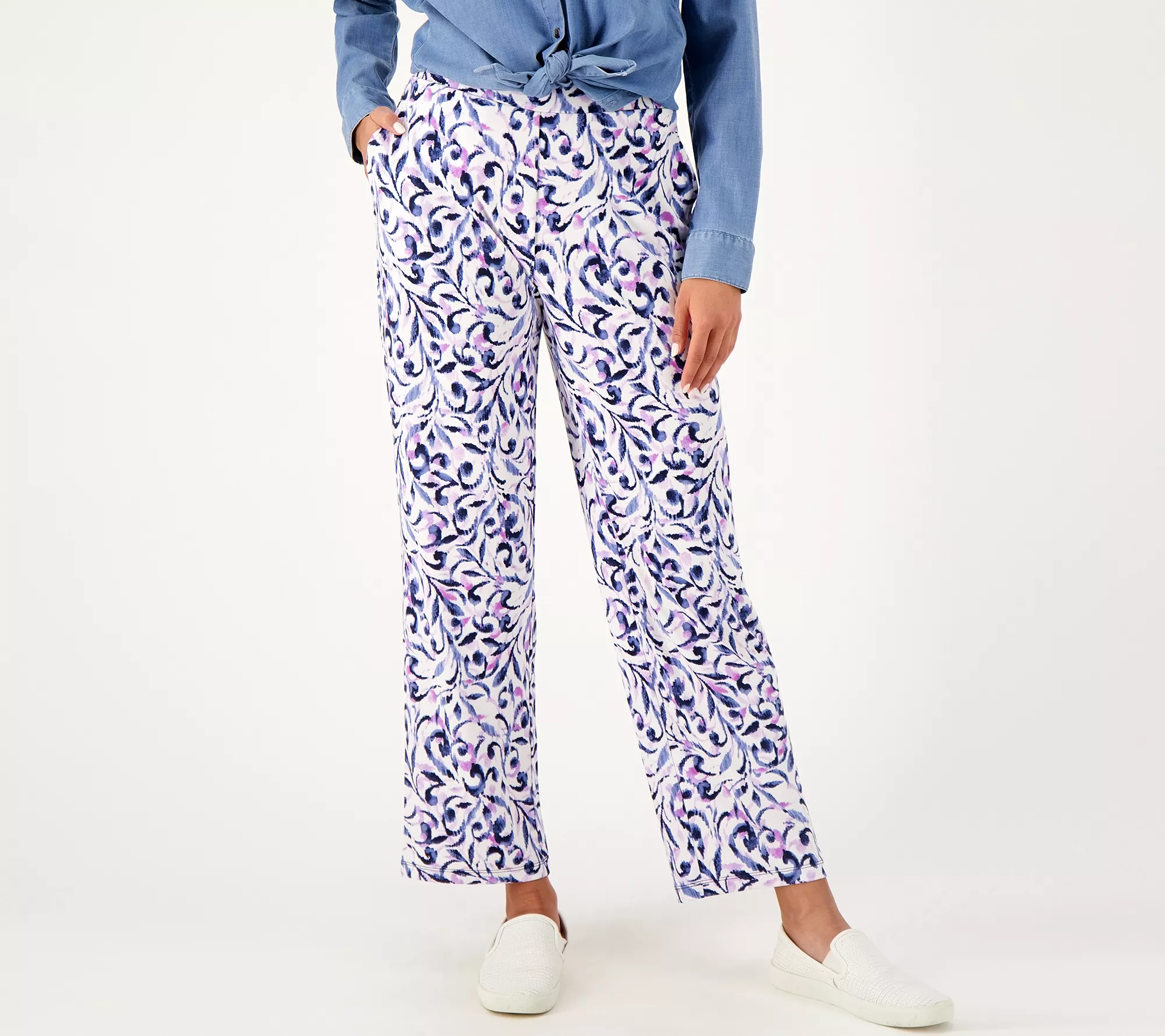 Susan Graver Petite Liquid Knit Straight Leg Pull-On Pants