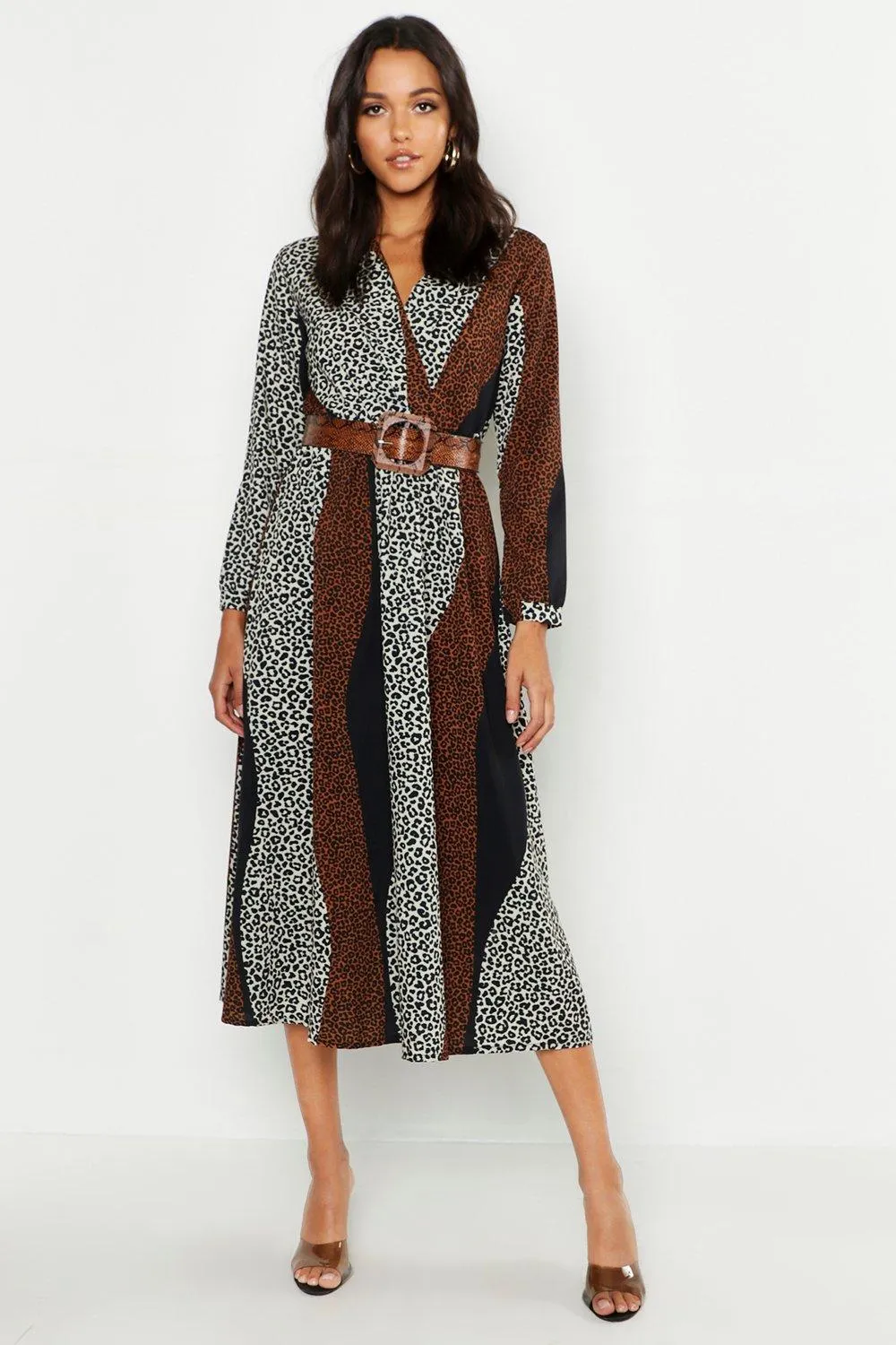 Tall Animal Print Wrap Midi Dress