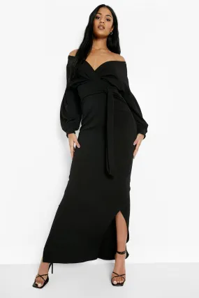 Tall Off The Shoulder Wrap Maxi Dress