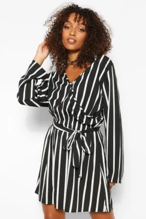 Tall Stripe Double Wrap Skater Dress