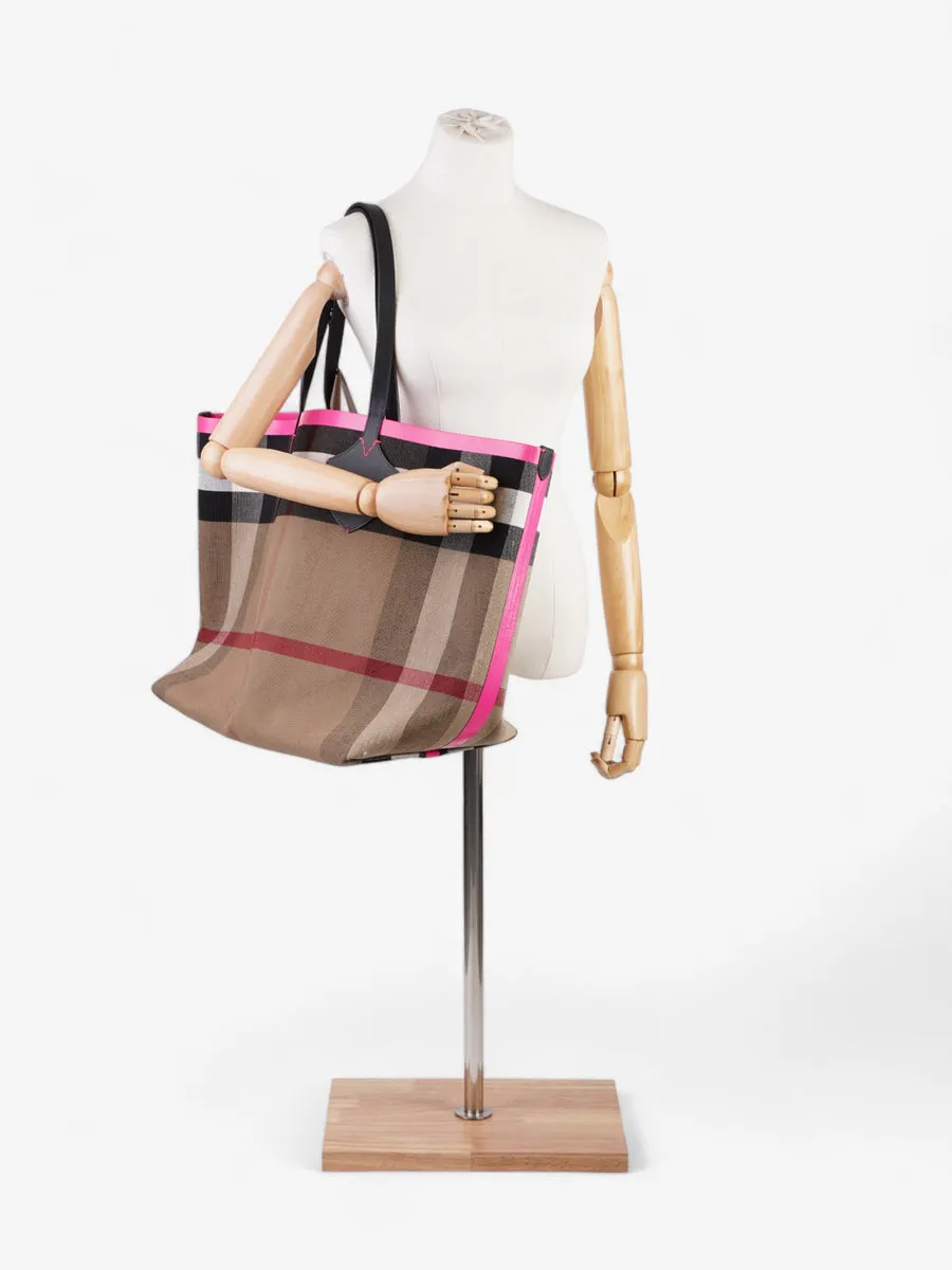 The Giant Reversible Tote House Check / Pink Canvas