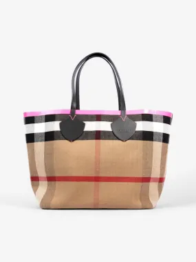 The Giant Reversible Tote House Check / Pink Canvas