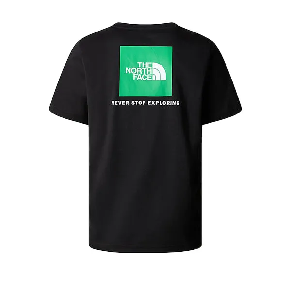 The North Face SS Redbox T Shirt Black Optic Emerald