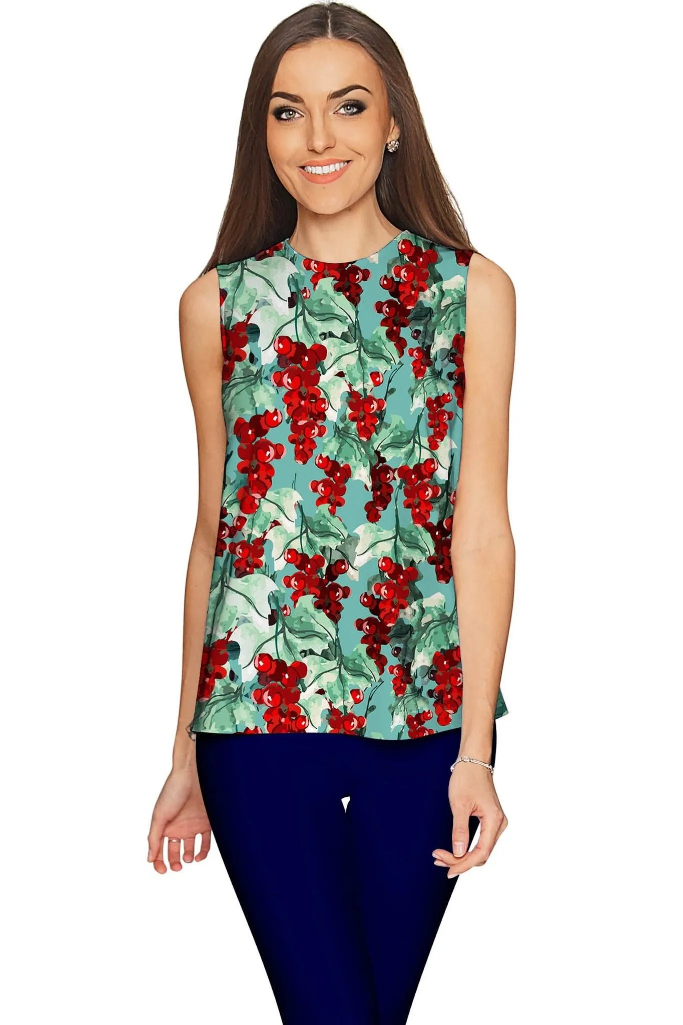 Toscana Emily Grape Print Green Sleeveless Top - Women