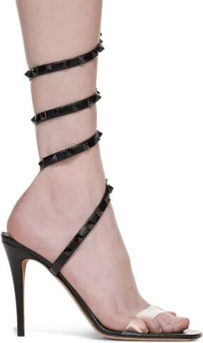 Valentino Garavani Black Rockstud Heeled Sandals