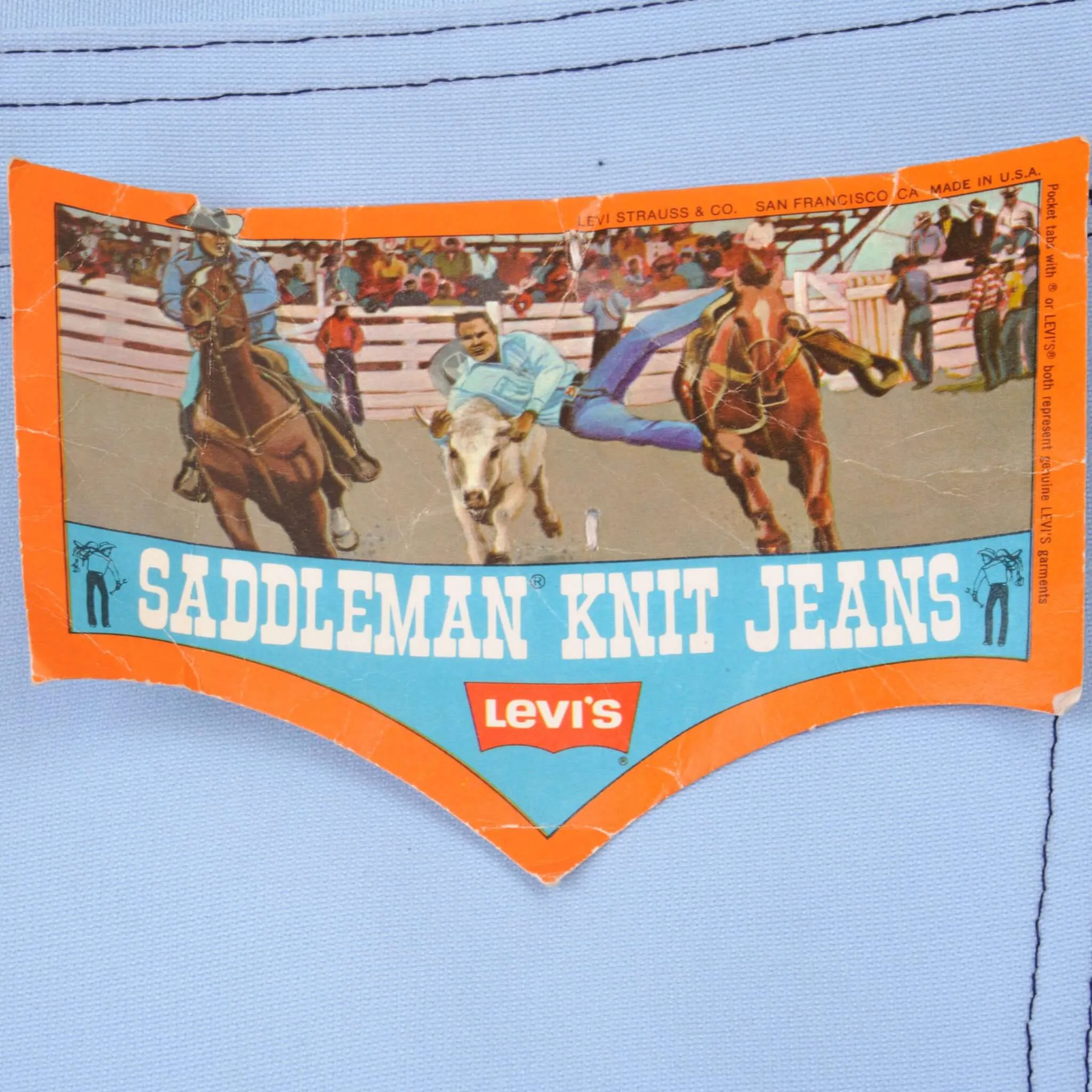 VINTAGE LEVIS SADDLEMAN KNIT JEANS SIZE 40X32 W40 L32 MADE IN USA DEADSTOCK