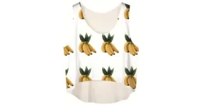 White Yellow Bananas Cropped Sleeveless T Shirt Cami Tank Top 