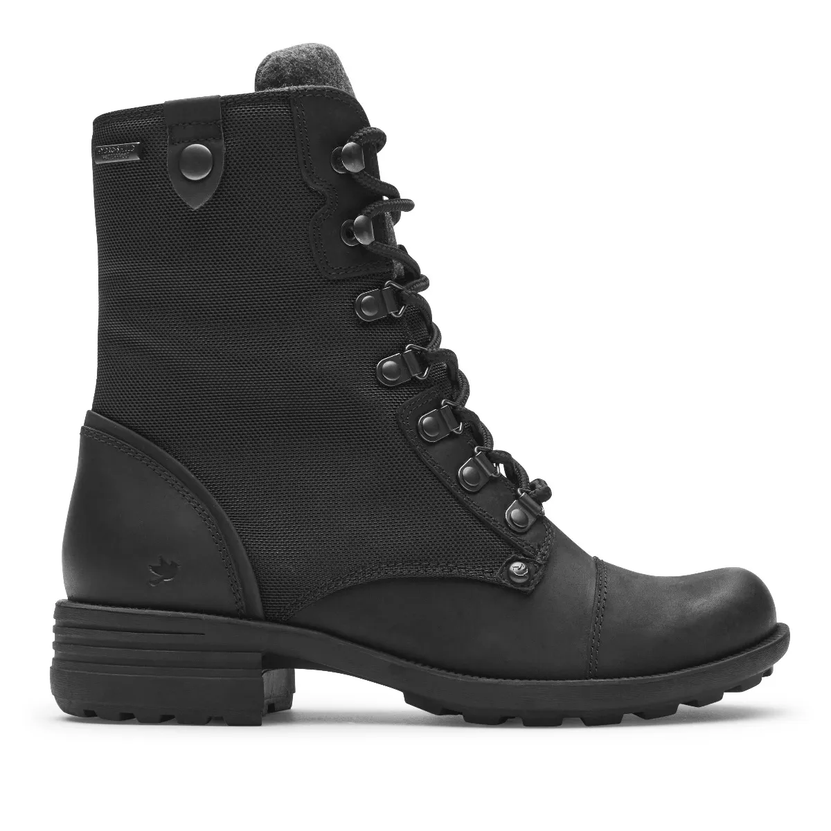 Women’s Cobb Hill Waterproof Brunswick Lace Boot – Black Nubuck/Textile