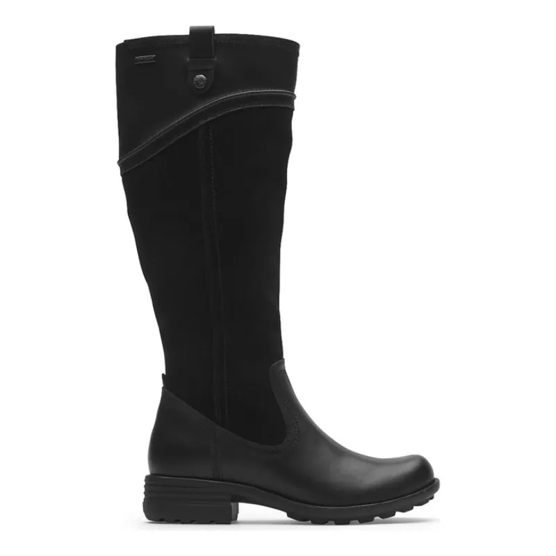 Women’s Cobb Hill Waterproof Brunswick Tall Boot – Black Leather Suede