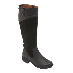 Women’s Cobb Hill Waterproof Brunswick Tall Boot – Black Leather Suede