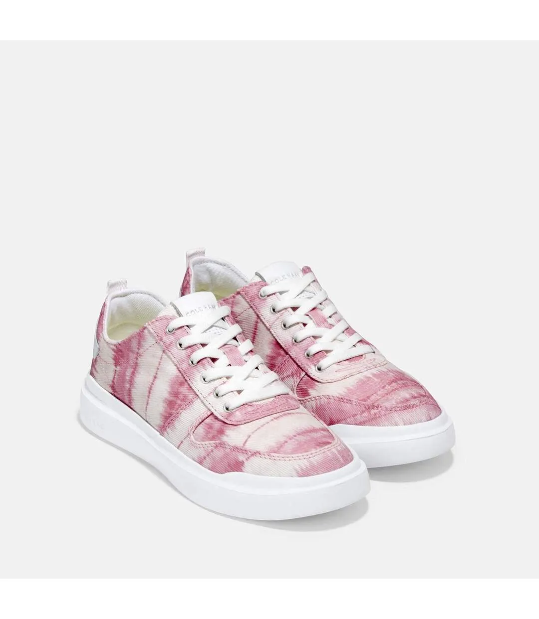 Womens/ladies grandpro rally tie dye canvas court trainers pink/optic white Cole Haan