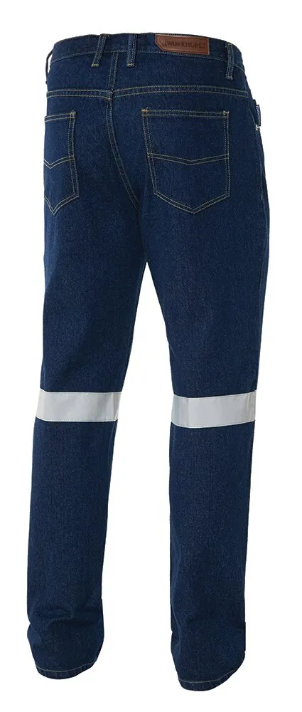 Workhorse MJE003 Men's Denim Classic Jeans Reflective Tape - Cotton - Navy - 72R