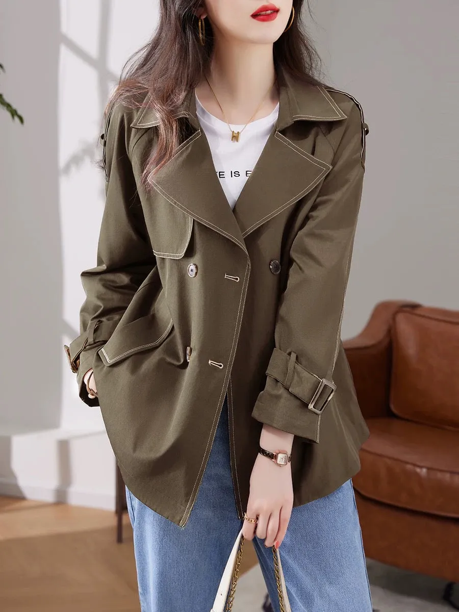 XWI/Xinwei Fashion Commuting Windbreaker Women's 2024 Autumn New Simple Casual Loose Long-Sleeved Short Jacket