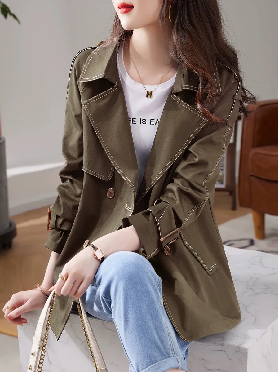 XWI/Xinwei Fashion Commuting Windbreaker Women's 2024 Autumn New Simple Casual Loose Long-Sleeved Short Jacket