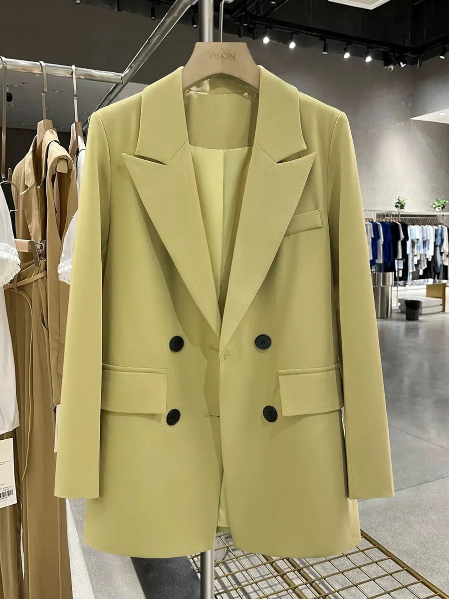 Yellow British style suit jacket for women 2024 new spring and autumn high-end texture versatile fashion suit trend