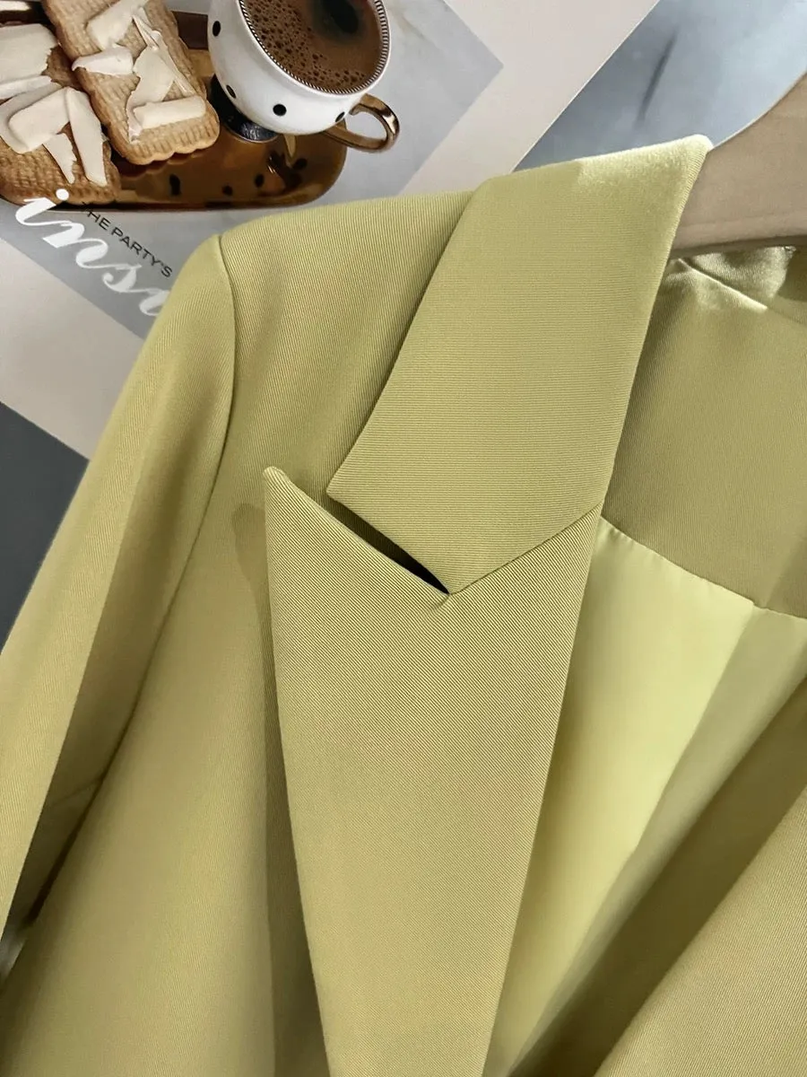 Yellow British style suit jacket for women 2024 new spring and autumn high-end texture versatile fashion suit trend