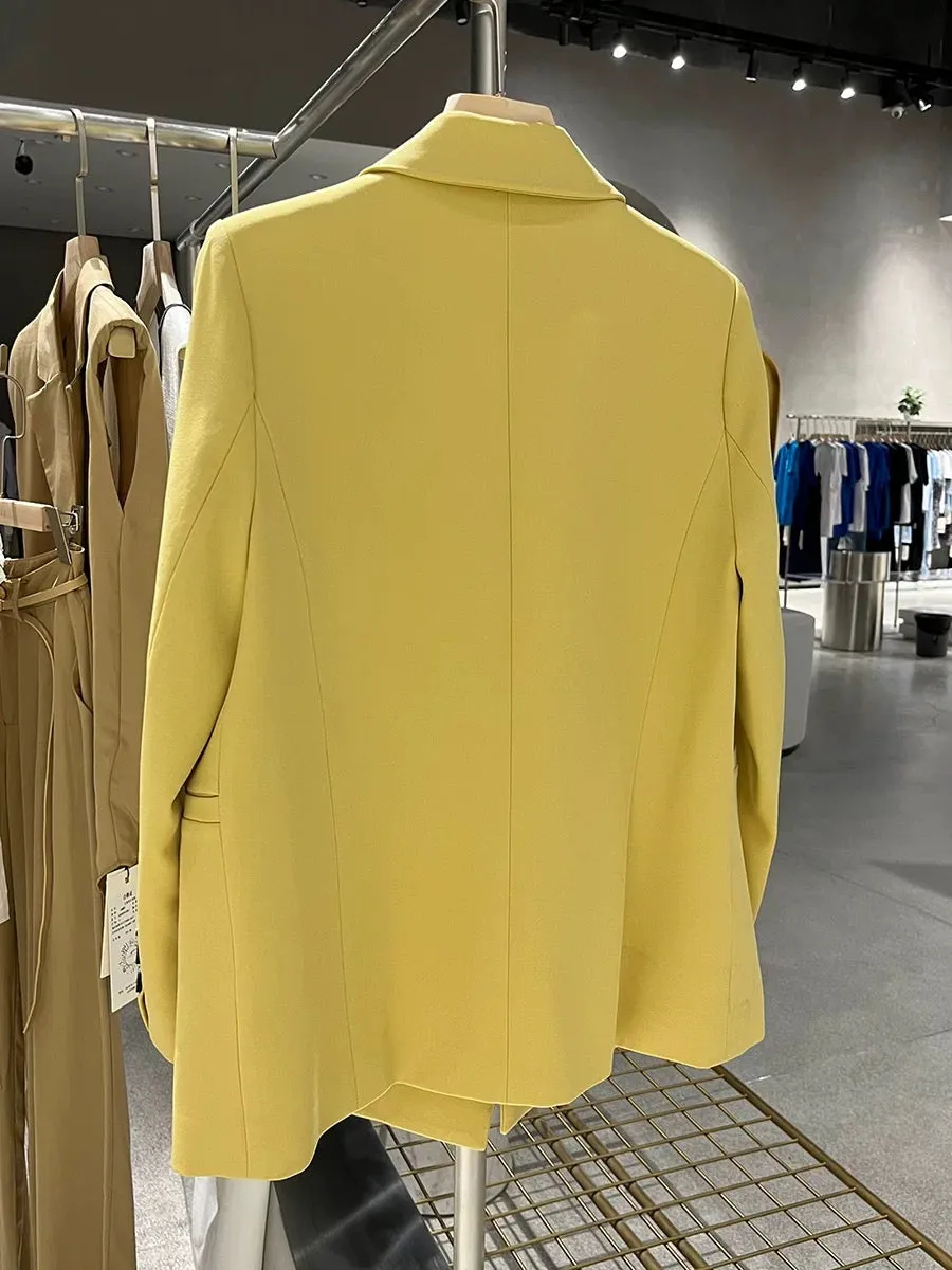 Yellow goddess style foreign style suit jacket for women 2024 new spring and autumn fashionable socialite light mature style sui