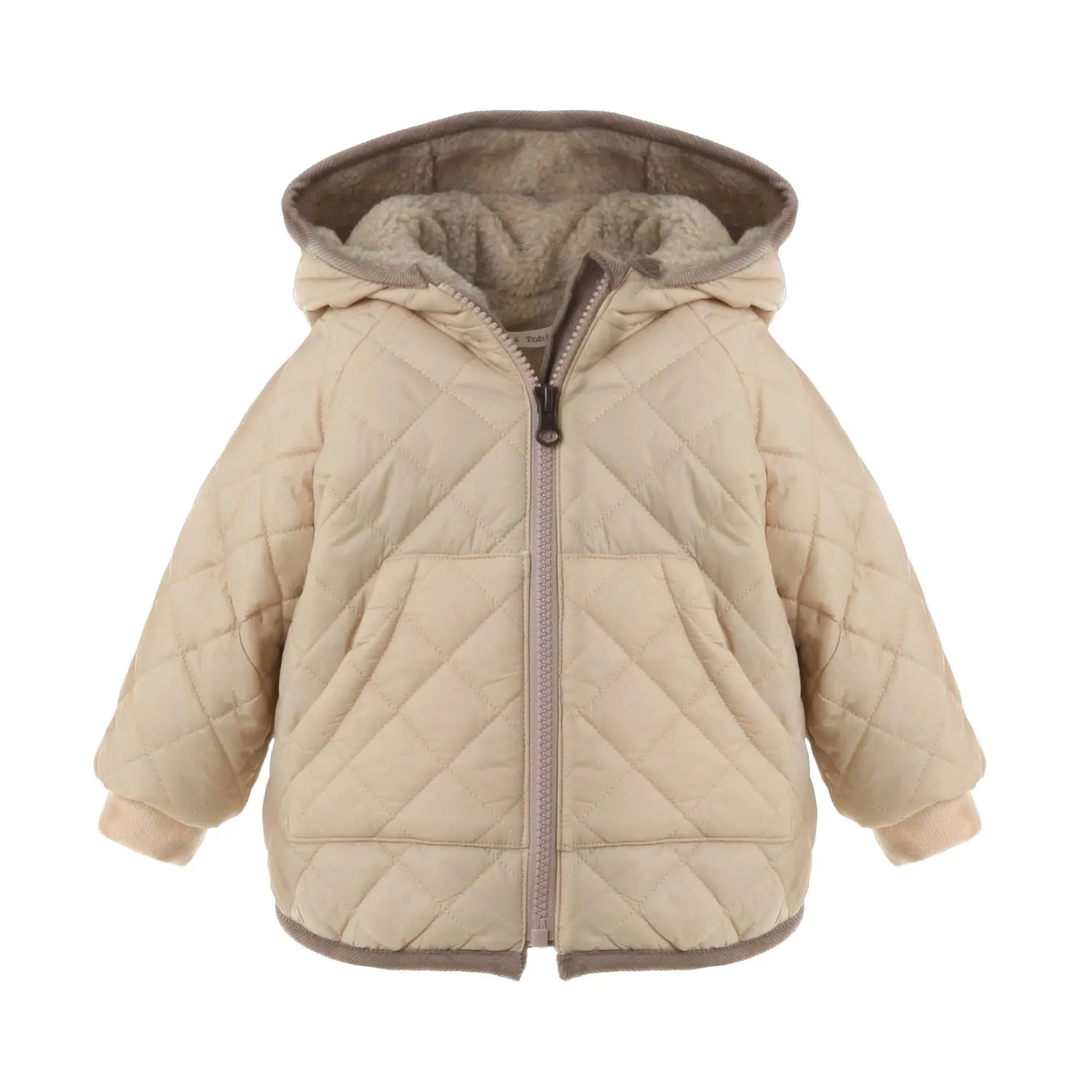 Zhoe & Tobiah Beige Jacket With Teddy Lining For Baby Girls