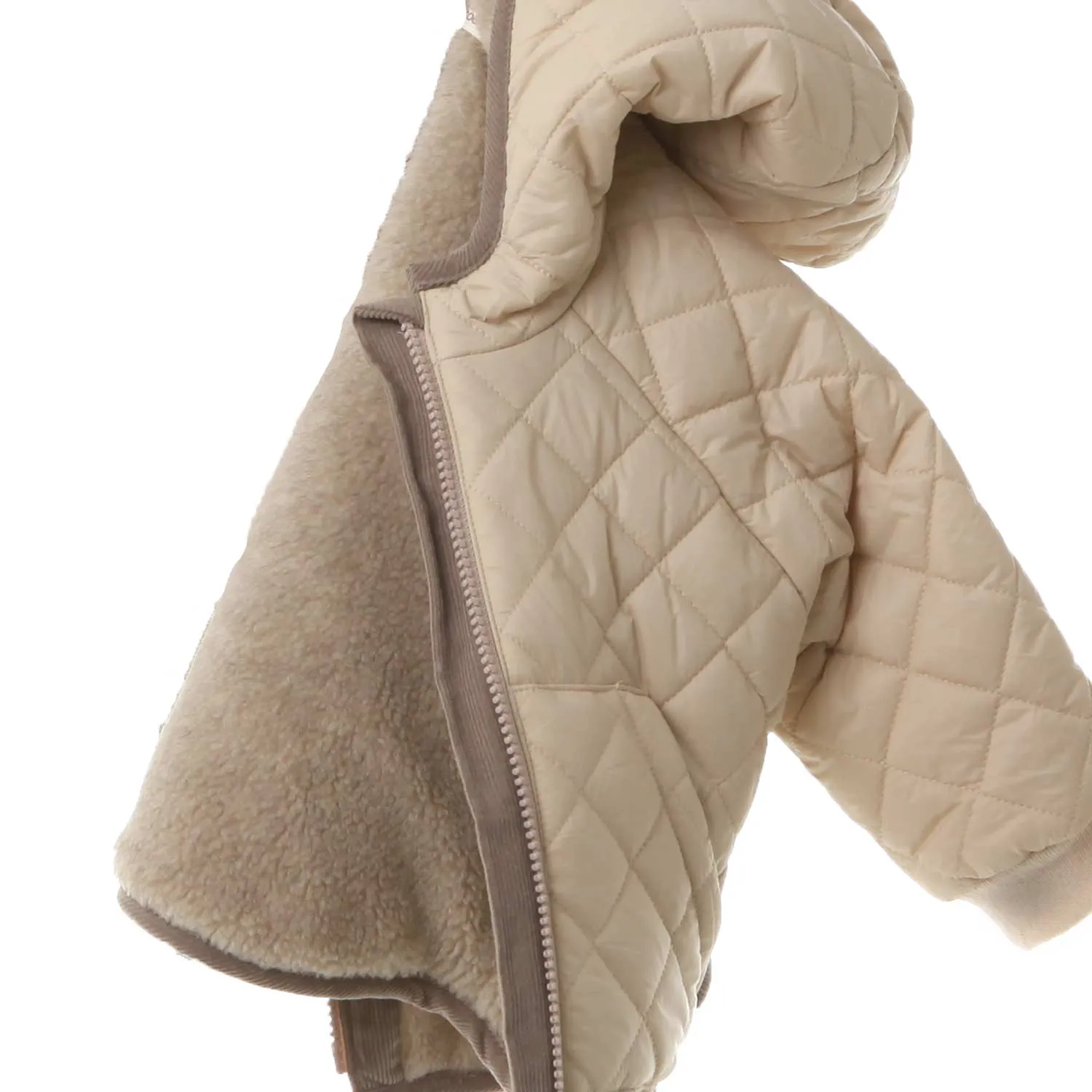 Zhoe & Tobiah Beige Jacket With Teddy Lining For Baby Girls